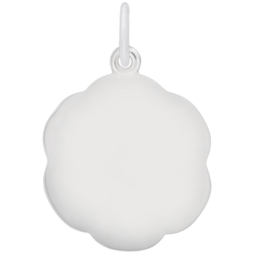 Sterling Silver back of a scalloped disc, with a smooth surface for engraving