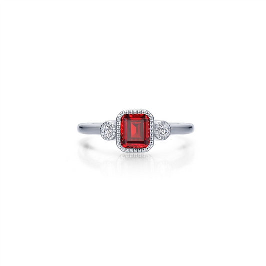 January Birthstone Ring Simulated Diamond/Garnet Size 6