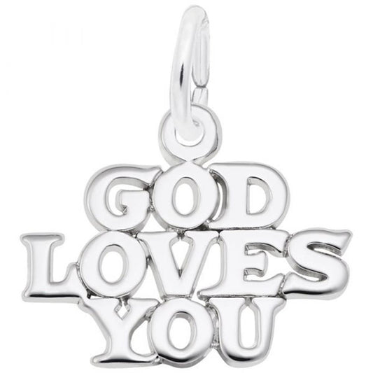 God Loves You Charm / Sterling Silver