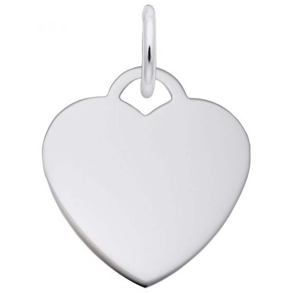 The Rembrandt Charms small heart classic is a silver, polished, heart-shaped pendant with a loop for attaching to a necklace or bracelet.
