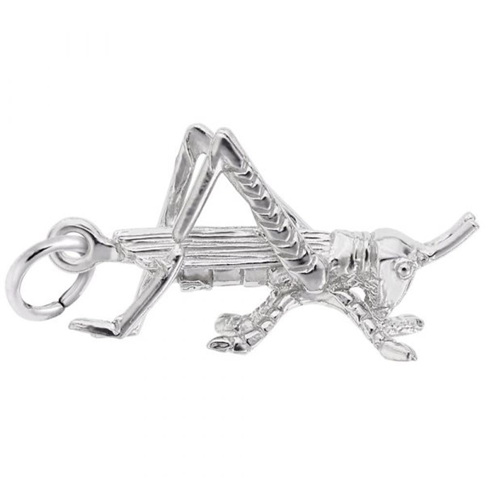 Fashioned in sterling silver, the Cricket-Grasshopper Charm captures the intricate details of a grasshopper. Featuring a convenient ring for easy attachment, it's an ideal addition to your necklace or bracelet collection. This elegant and whimsical piece is a fine creation by Rembrandt Charms.