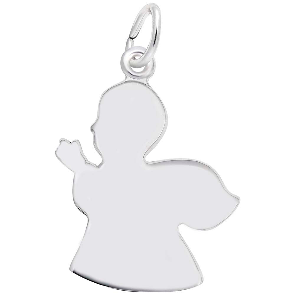 sterling silver flat guardian angel back with smooth surface for engraving