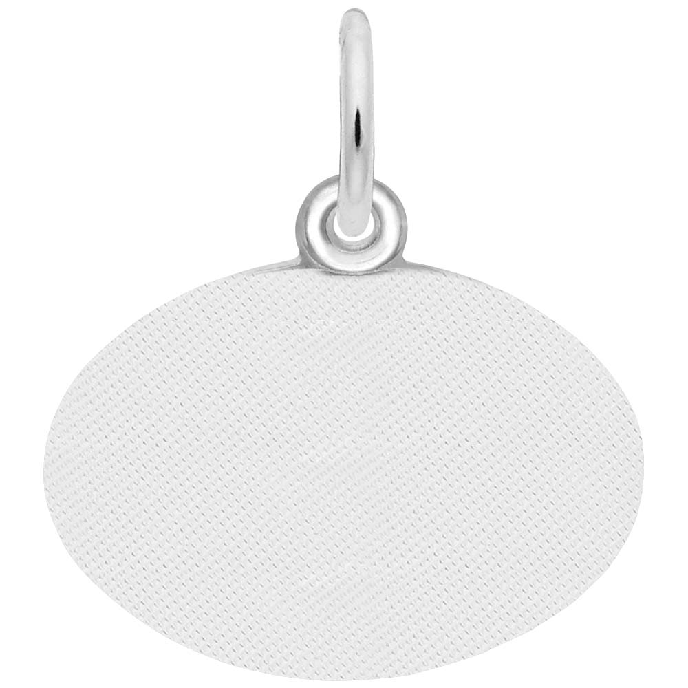 This image shows the back of the Sterling Silver Hockey Oval Disc, which has a textured surface for engraving