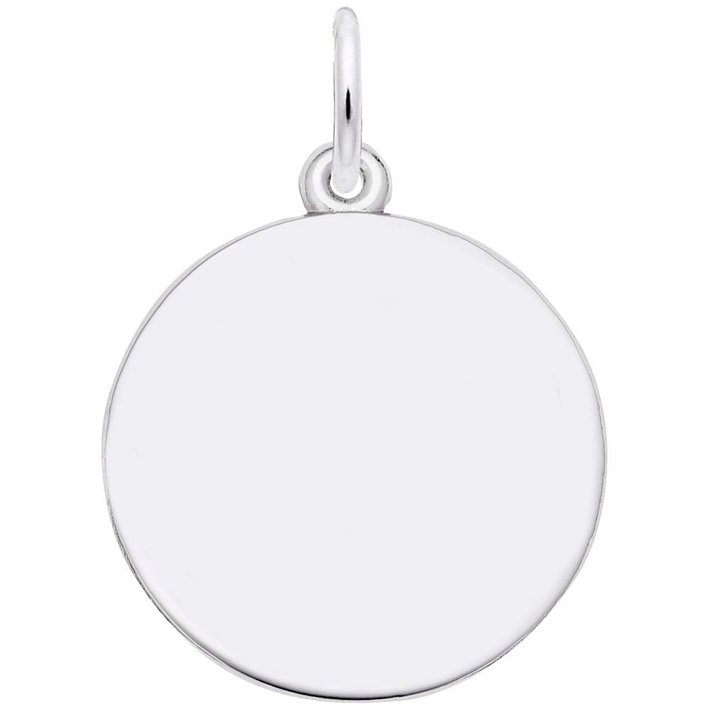 The Rembrandt Charms "Adorable 10" charm is a sterling silver, round pendant featuring a smooth, plain surface and a small loop at the top for easy attachment to a chain or bracelet. This charming piece has no visible engravings or designs, making it perfect for commemorating any milestone.