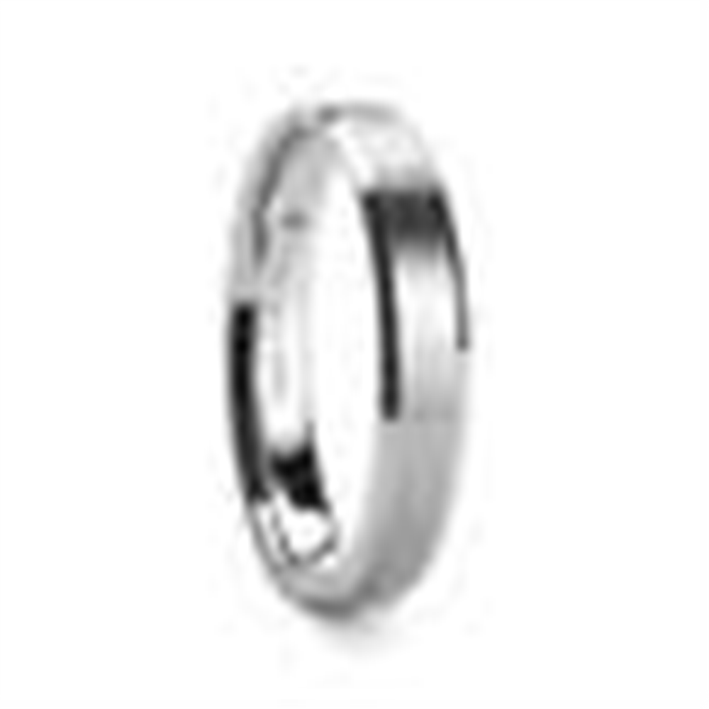 A polished, silver-toned Thorsten SHEFFIELD Flat Beveled Edges Tungsten ring with a smooth, slightly rounded surface viewed from an angle against a white background.