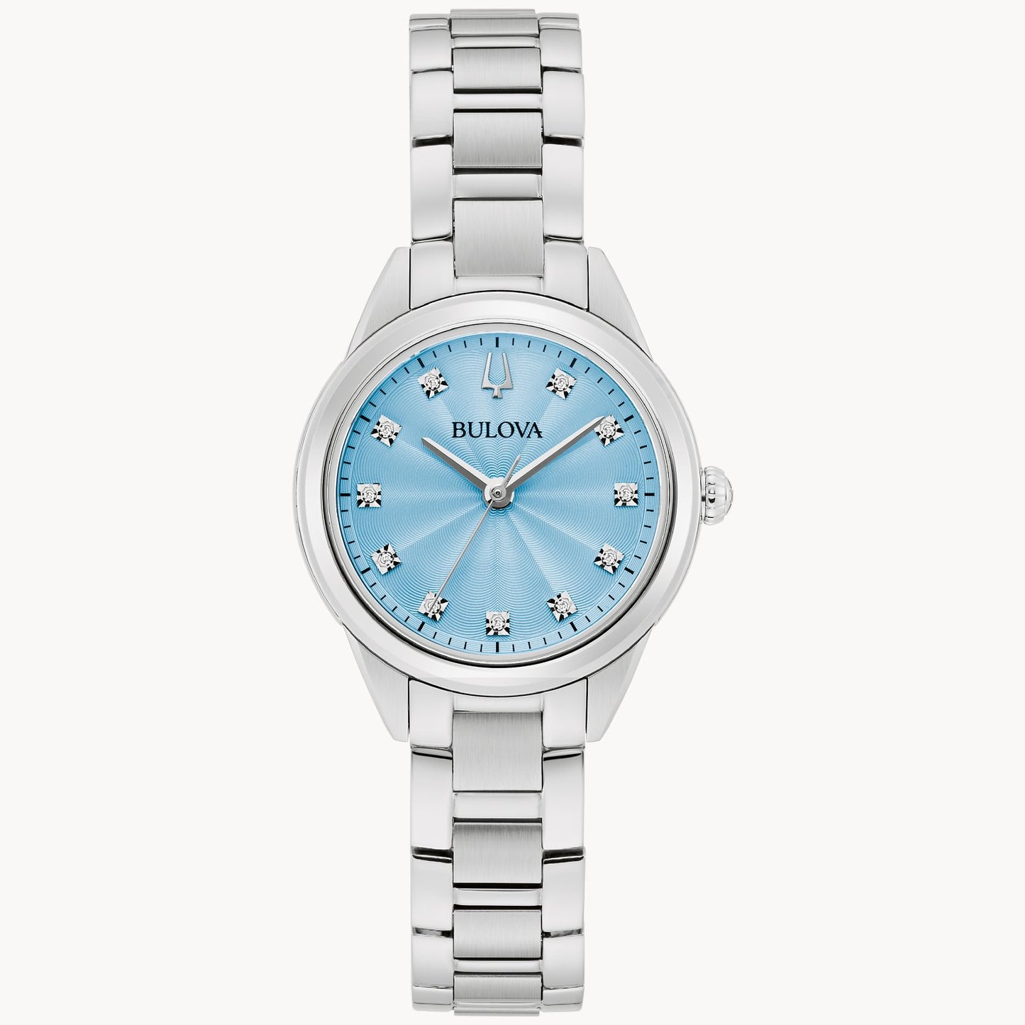 Bulova Women's Stainless Steel Bracelet Watch with Striking Blue Dial