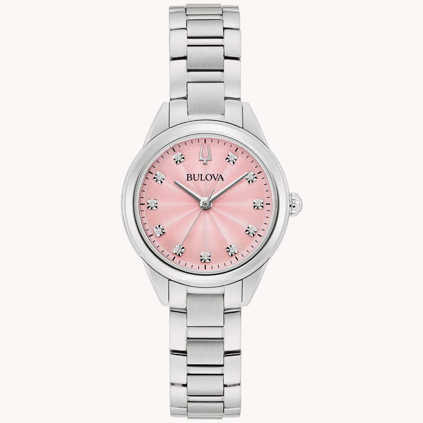 Bulova Women's Stainless Steel Bracelet Watch with Vibrant Pink Dial