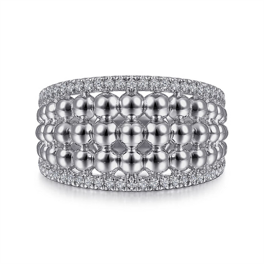 925 Sterling Silver White Sapphire Wide 
Bujukan Ring *Bujukan Collec