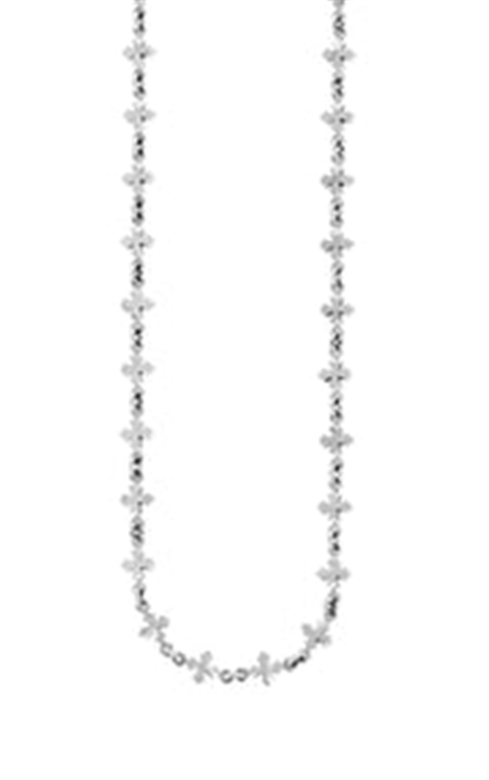 The "small maltese" silver necklace by King Baby features a series of small, evenly spaced star-shaped charms. The identical charms give the necklace a dainty, elegant appearance reminiscent of a gentle small Maltese dog. The necklace is beautifully showcased against a white background.