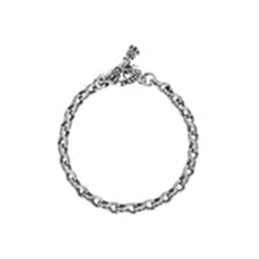 Introducing the King Baby SS small twisted eight link bracelet, a stunning silver chain accessory featuring interlocking oval-shaped links and secured with a lobster clasp. This bracelet incorporates delicate twisted eight links into its design, adding a textured finish that enhances its stylish and elegant appearance.