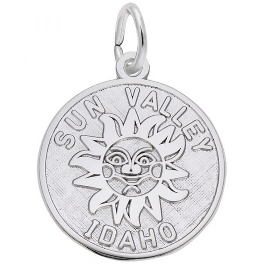 Sun Valley Idaho Disc Charm / Sterling Silver