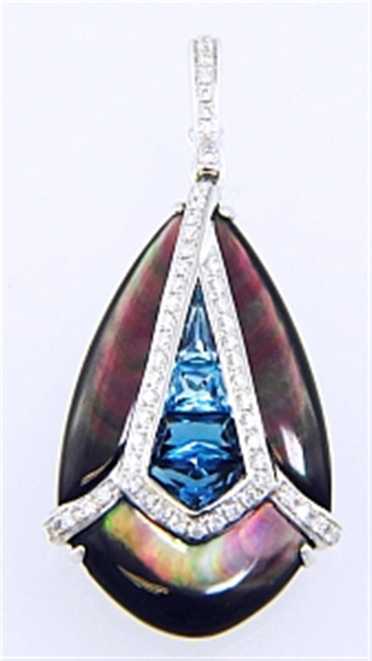 Black Mother of Pearl and Diamond Enhancer D-0.31ct BMoP-8.44ct 14kWG