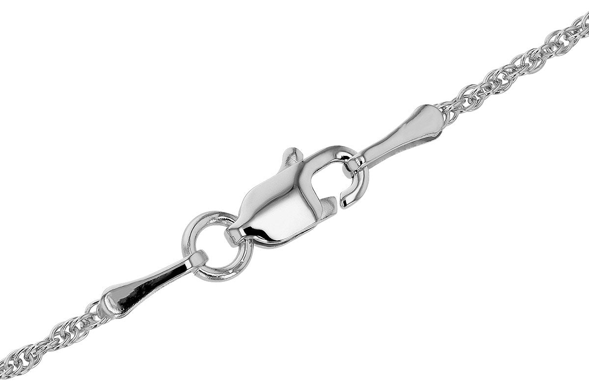 Close-up of the Allison Kaufman NECKLACE 2.37 TW BLUE TOPAZ 2.40 TGW with a silver chain and lobster clasp, shown against a white background.