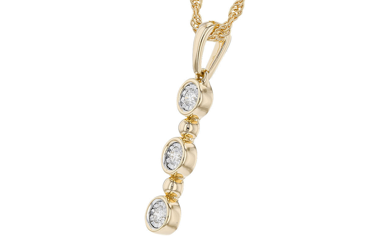The Allison Kaufman 14k yellow 3 diamond drop pendant features three vertically aligned oval diamonds in gold bezels, linked by small gold connectors.