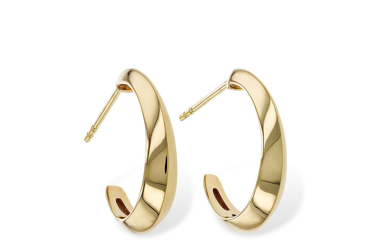 Allison Kaufman 14K Gold Small Half Hoop Earrings feature a thick, slightly twisted design in shiny yellow gold, shown on a white background.