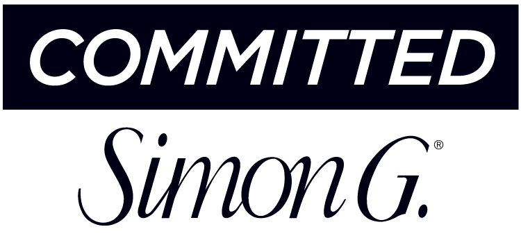 The word "COMMITTED" in bold white letters on a black background above the cursive logo "Simon G." on a light background.