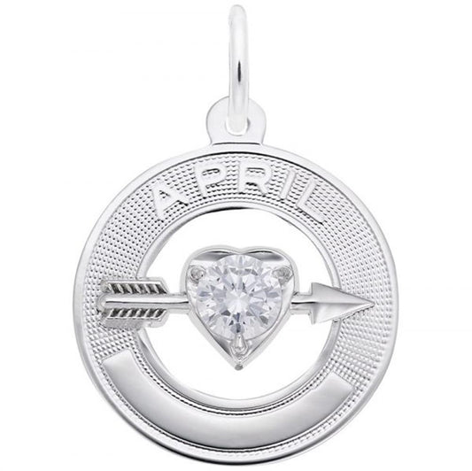 April Love Birthstone Charm / Sterling Silver