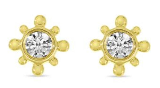14K Gold Diamond Beaded Stud Earrings | Brevani