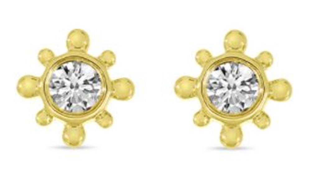 14K Gold Diamond Beaded Stud Earrings | Brevani