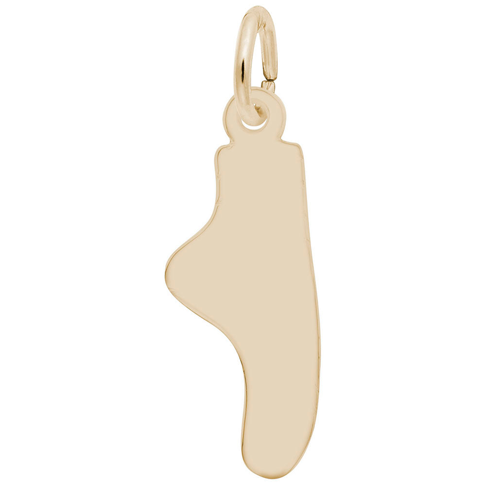 This image shows the gold-plated sterling silver back of the Flat Ballet Pointe Shoe Charm, which has a smooth surface for engraving.