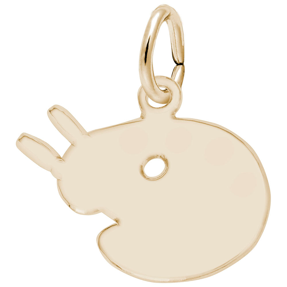 Gold-plated sterling silver petite artist palette charm reverse side with smooth surface for engraving 