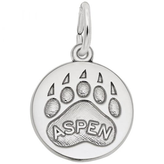 Aspen Bear Paw Print in Sterling Silver Charm