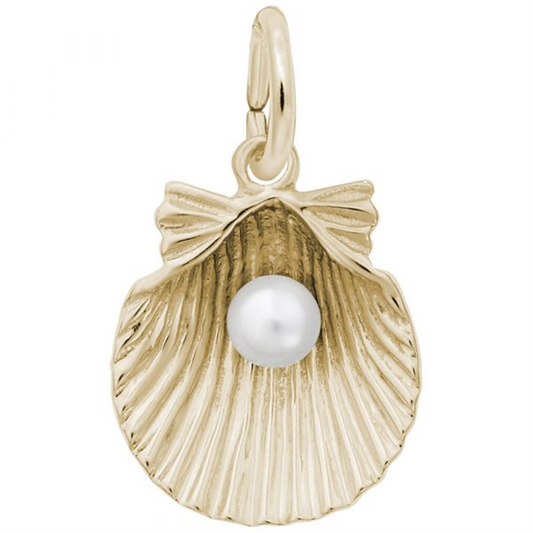 Shell with Pearl Charm / Gold Plated Sterling Silver