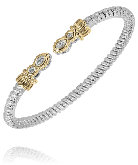 Band size: 3 mm 
Metal: 14k Gold & Sterling Silver
Diamond Weight: 0