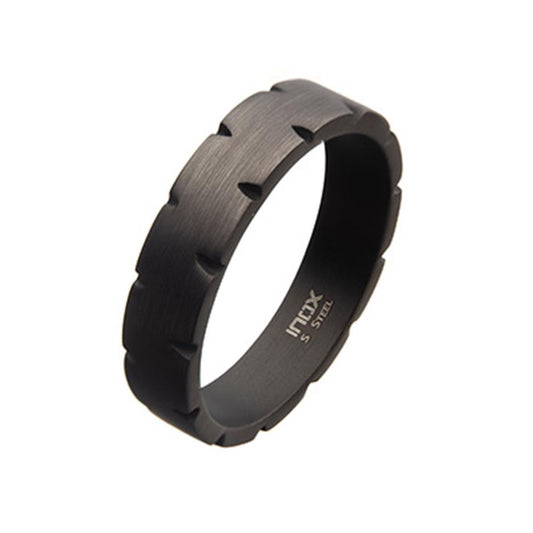 Men's Stainless Steel Matte Gunmetal Chiseled Band Ring. Size 12