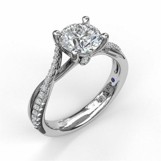 14K White Gold Alternating Diamond Twist Engagement Ring | FANA