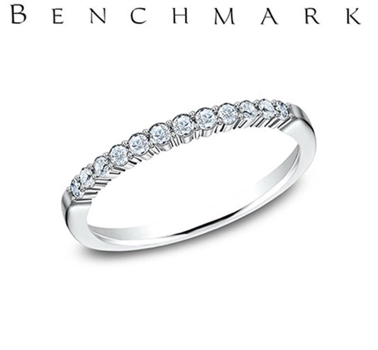 14K White Gold 0.24cts Lab Grown Diamond Shared Prong Set Band | Benchmark Rings