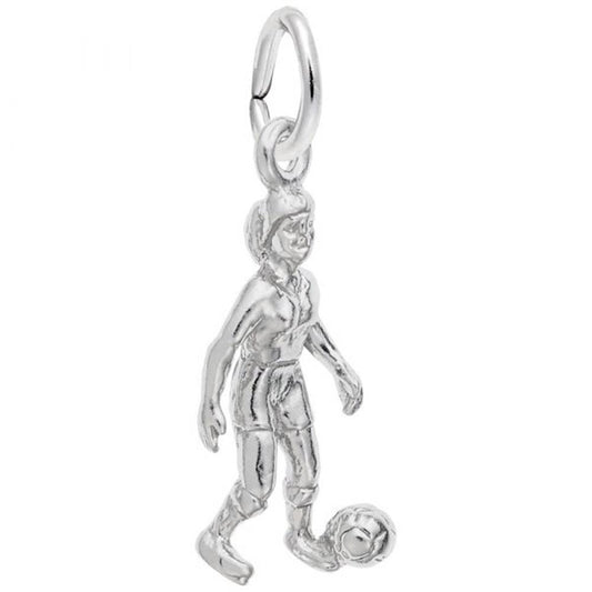 Female Soccer Player Charm / Sterling Silver