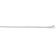 The Silver 1.6mm Sparkle Chain by Royal Chain Group-Royal Chain is a refined necklace featuring an intricate twisted design, adding a touch of elegance to its appearance. The thin silver rope chain is secured with a lobster claw clasp.
