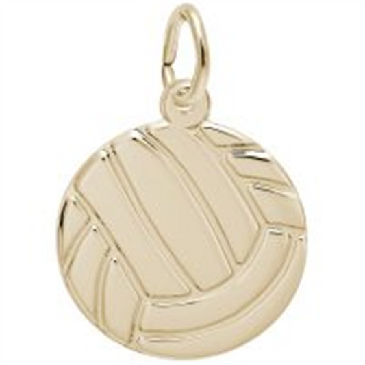 The Rembrandt Charms volleyball GP pendant, shaped like a volleyball with engraved lines and featuring a small loop for chain or bracelet attachment, elegantly nods to beloved sports equipment.