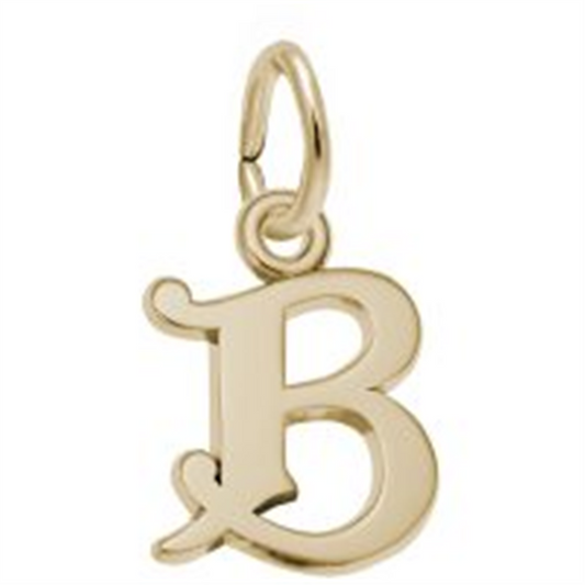 The Rembrandt Charms initial B Gold Plated pendant features a classic serif font and includes a small loop for easy attachment to a necklace or bracelet.