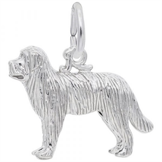 Newfoundland Dog Charm / Sterling Silver