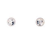 The Sterling Silver Hammered Studs by Anna Beck Designs are artfully displayed against a white background, showcasing their small, round shape with a braided border and a textured center design.