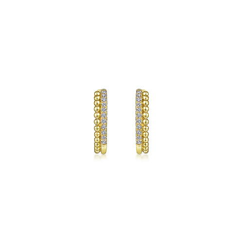 14K Yellow Gold Bujukan Pavé 10mm Diamond Huggie Earrings