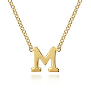 The Gabriel & Co 14K Yellow Gold M Initial Necklace features a polished, bold serif "M" pendant—a classic accessory displayed against a white background.