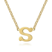 The Gabriel & Co 14K Yellow Gold S Initial Necklace features a polished "S" pendant, making it a perfect personal touch for your jewelry collection.