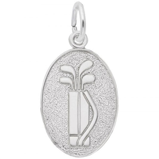 Golf Clubs Oval Disc Charm / Sterling Silver