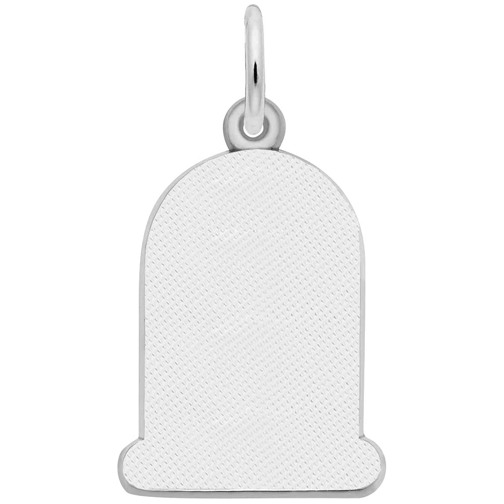 Sterling Silver back of the Flat Nutcracker Charm, with a textured surface for engraving. 