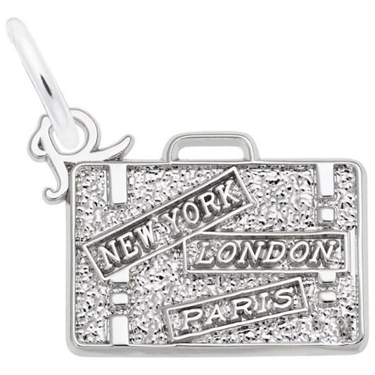 Suitcase Charm / Sterling Silver