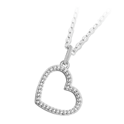 The T Jazelle Beautiful Soul Sterling Silver Charm Necklace features a heart-shaped pendant with sparkling stones, hanging from a delicate chain to celebrate your unique style against a crisp white background.
