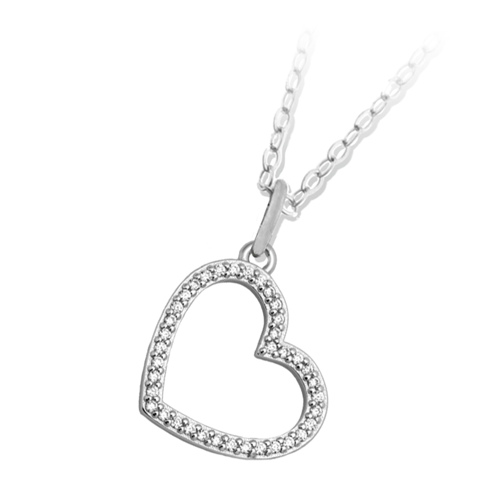 The T Jazelle Beautiful Soul Sterling Silver Charm Necklace features a heart-shaped pendant with sparkling stones, hanging from a delicate chain to celebrate your unique style against a crisp white background.