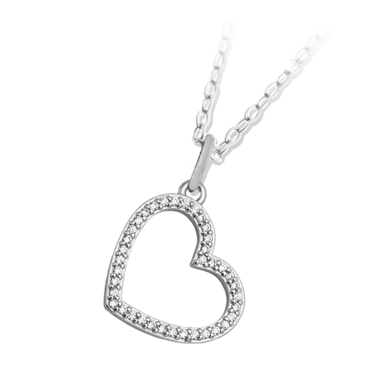 The T Jazelle Beautiful Soul Sterling Silver Charm Necklace features a heart-shaped pendant with sparkling stones, hanging from a delicate chain to celebrate your unique style against a crisp white background.