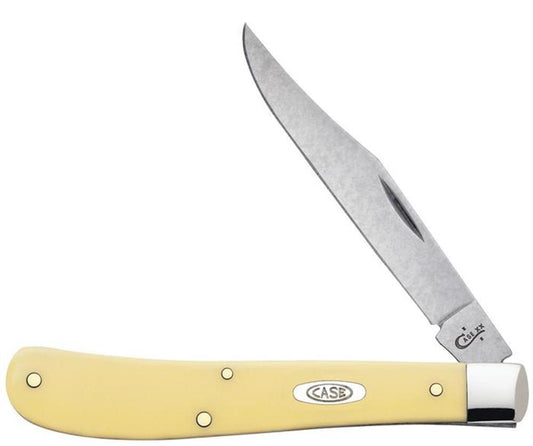 Yellow Synthetic Smooth Slimline Knife  | Case