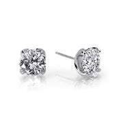 The Lafonn 5 CTW Round Solitaire Stud Earrings feature clear gemstones in four-prong settings, showcased against a white background.