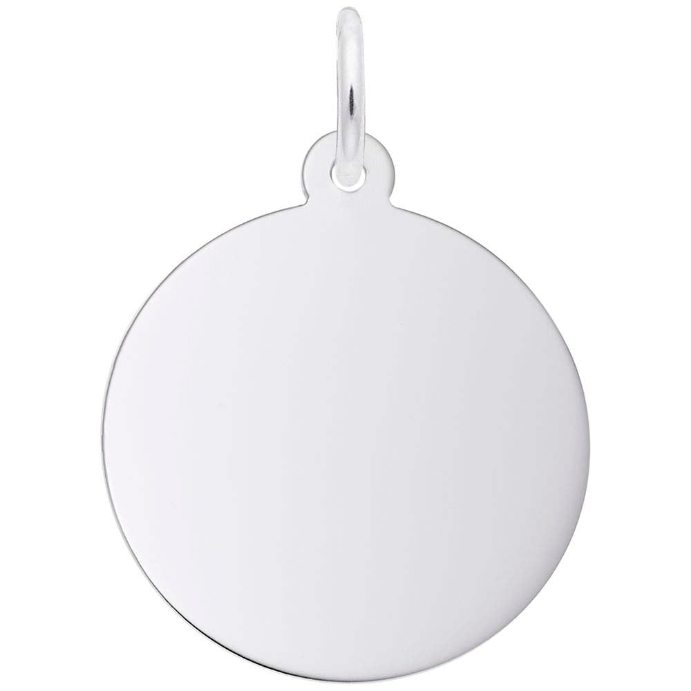 This image shows the smooth, round surface of the back of the Maid of Honor Disc Charm, which has a smooth surface for engraving.
