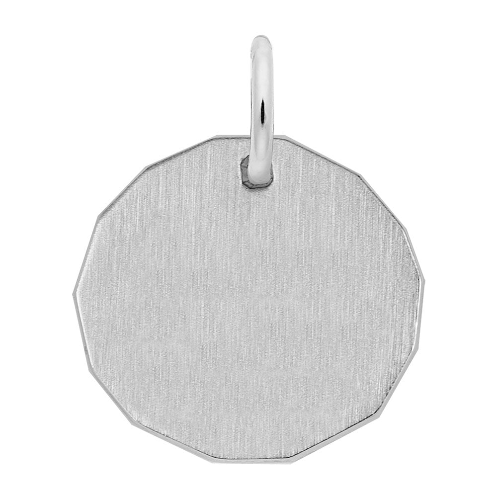 The "Be The Change Charm" from Rembrandt Charms is an octagonal pendant made of sterling silver, featuring a smooth, brushed surface. A small loop at the top allows for easy attachment to a chain or necklace, symbolizing personal growth and transformation.